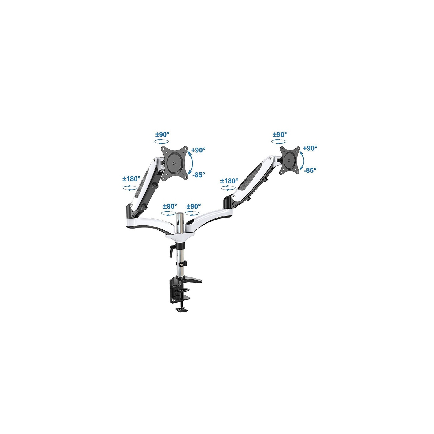 AMER Dual Monitor Desk Mount w/ Clamp & Grommet Base | Heavy Duty Dual Monitor Mount Holds VESA Screens up to 28"