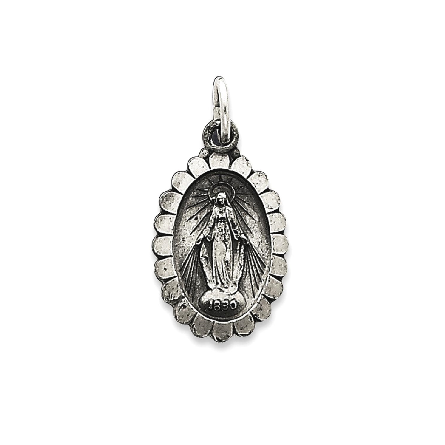 IceCarats 925 Sterling Silver Miraculous Medal Pendant Charm Necklace Religious Miraculou