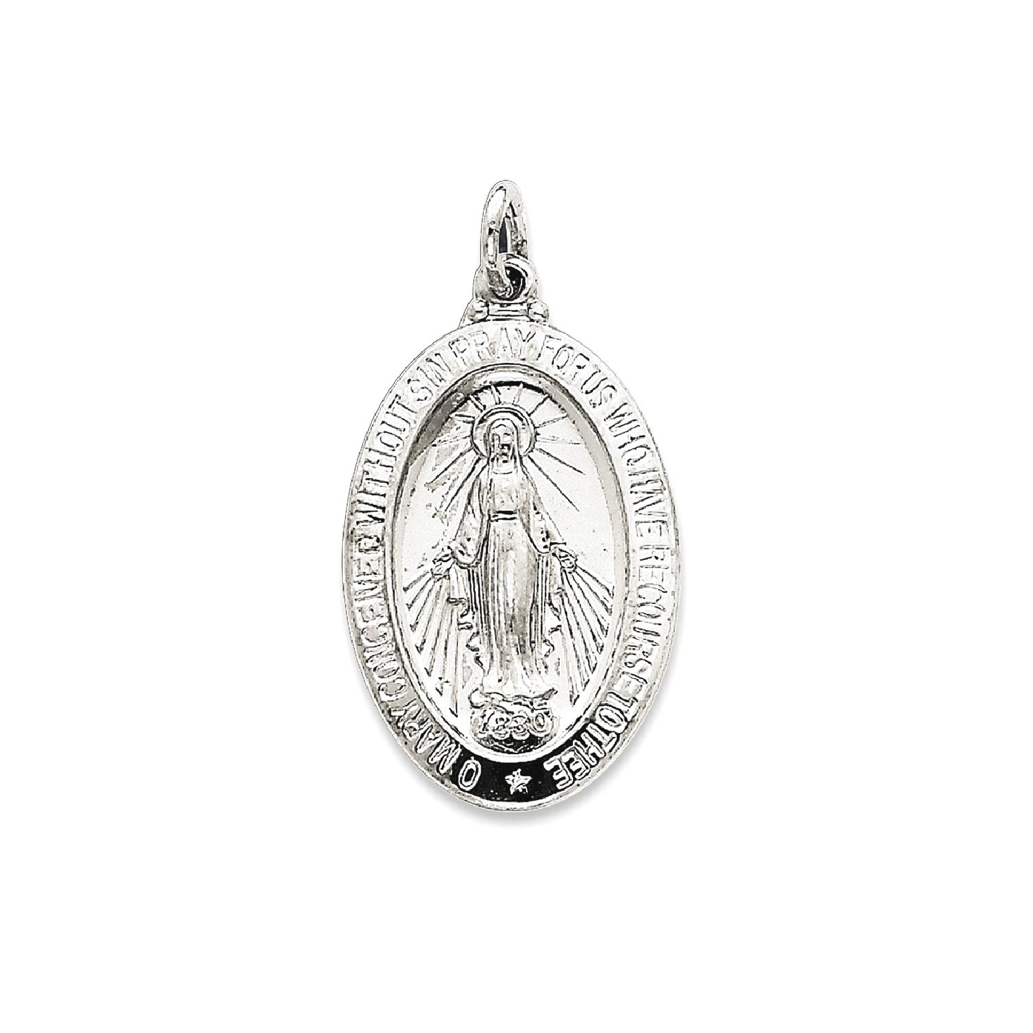IceCarats 925 Sterling Silver Miraculous Medal Pendant Charm Necklace Religious Miraculou