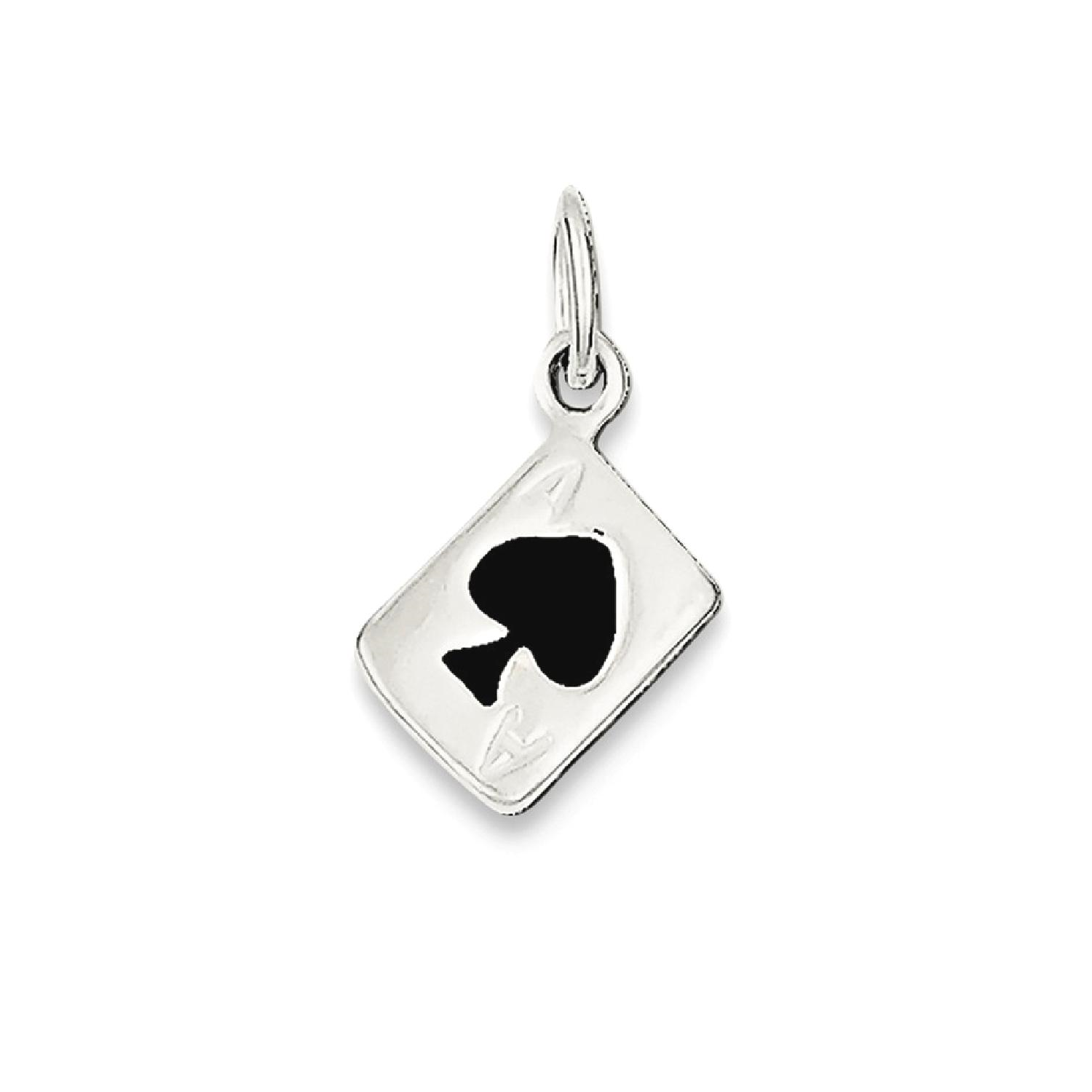 IceCarats 925 Sterling Silver Enameled Ace Of Spades Card Pendant Charm Necklace Gambling