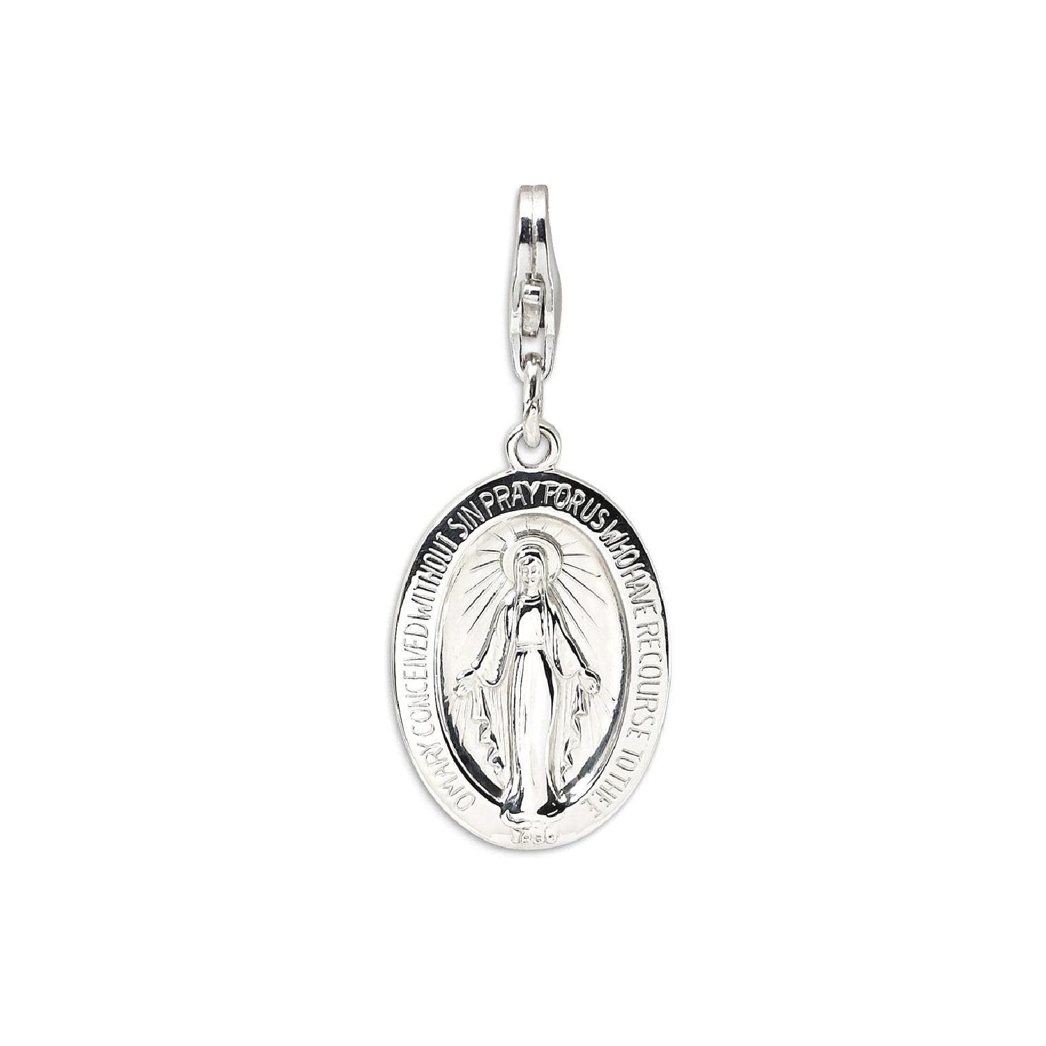 IceCarats 925 Sterling Silver Miraculous Medal Lobster Clasp Pendant Charm Necklace Religious