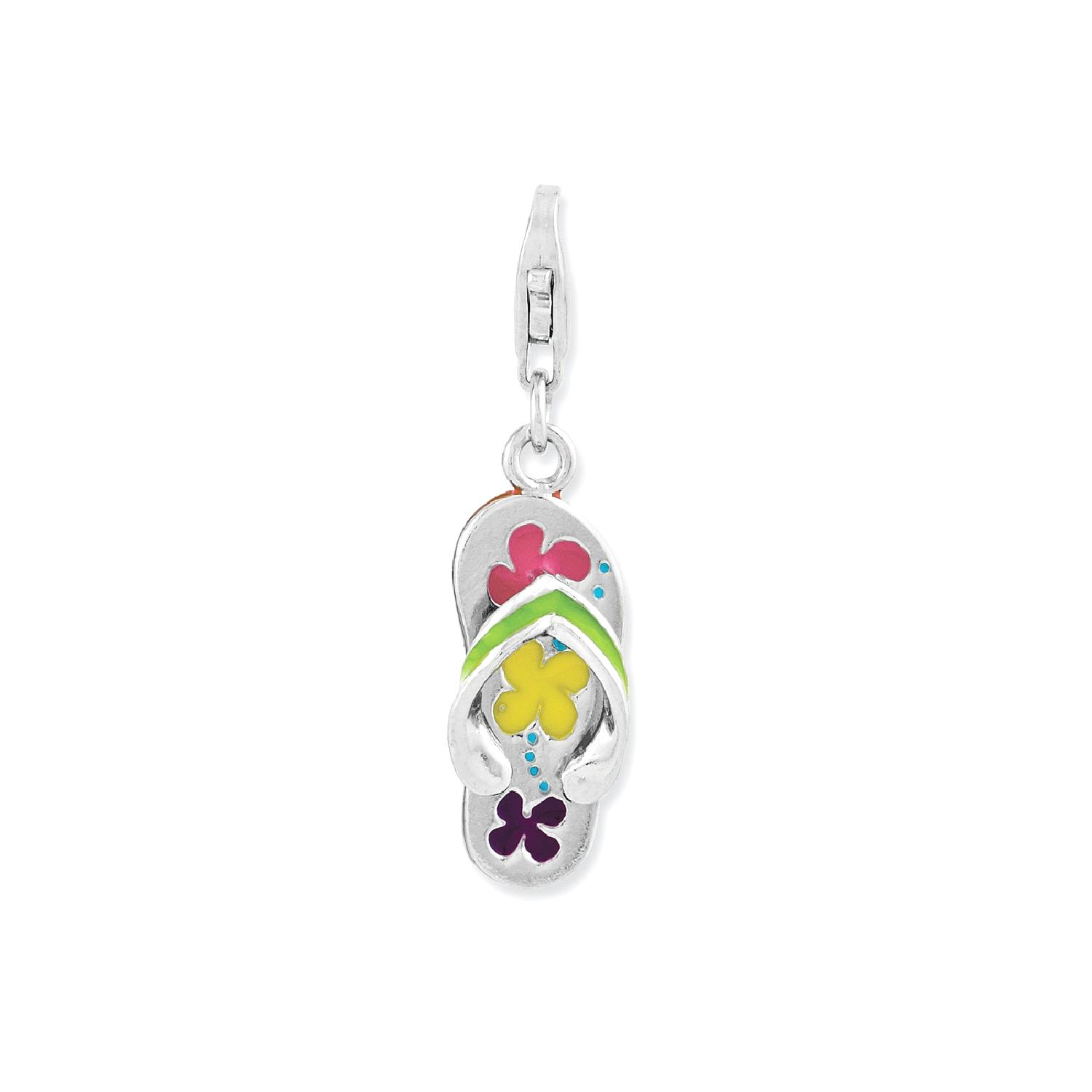 IceCarats 925 Sterling Silver 3 D Enameled Flip Flop Lobster Clasp Pendant Charm Necklace Sea Shore Sal