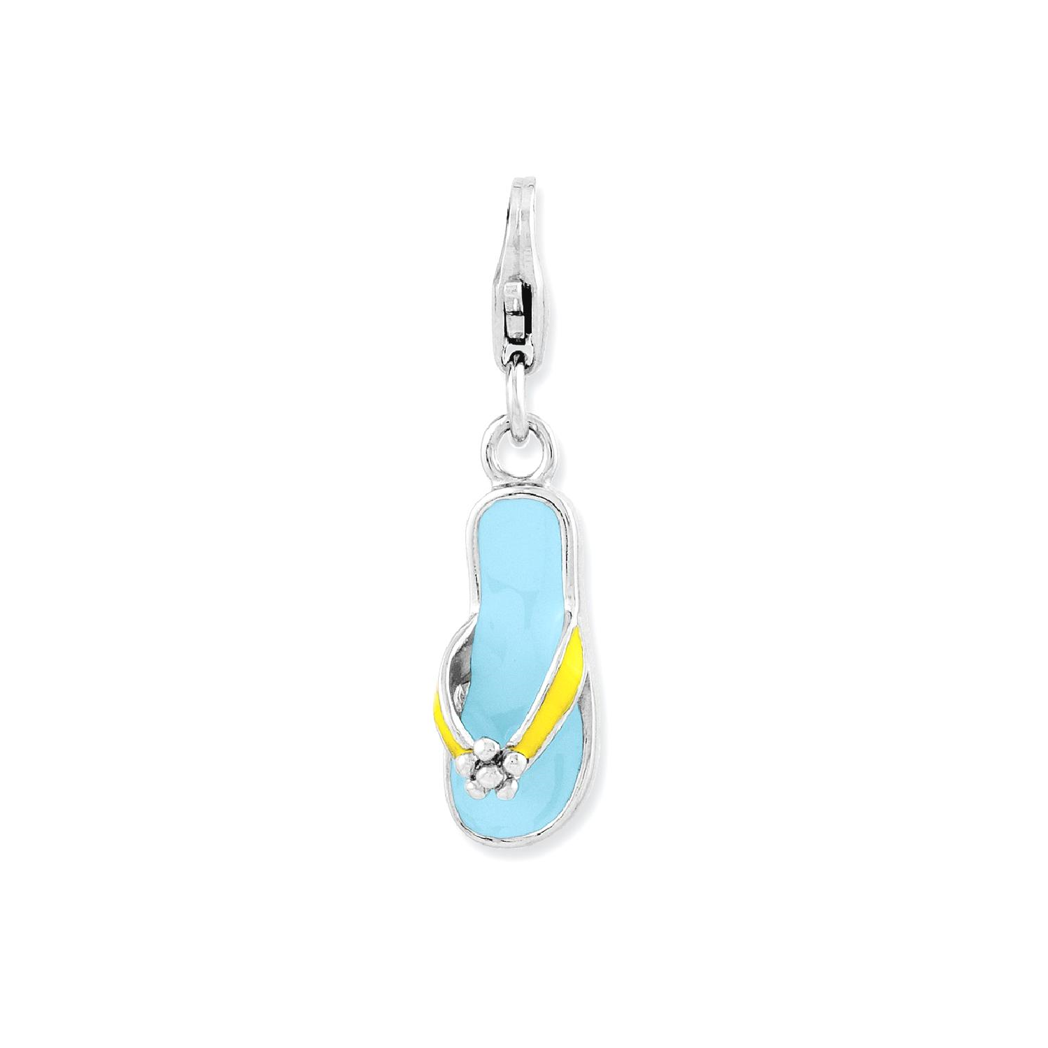 IceCarats 925 Sterling Silver Enameled 3 D Flower Flip Flop Lobster Clasp Pendant Charm Necklace Gardening