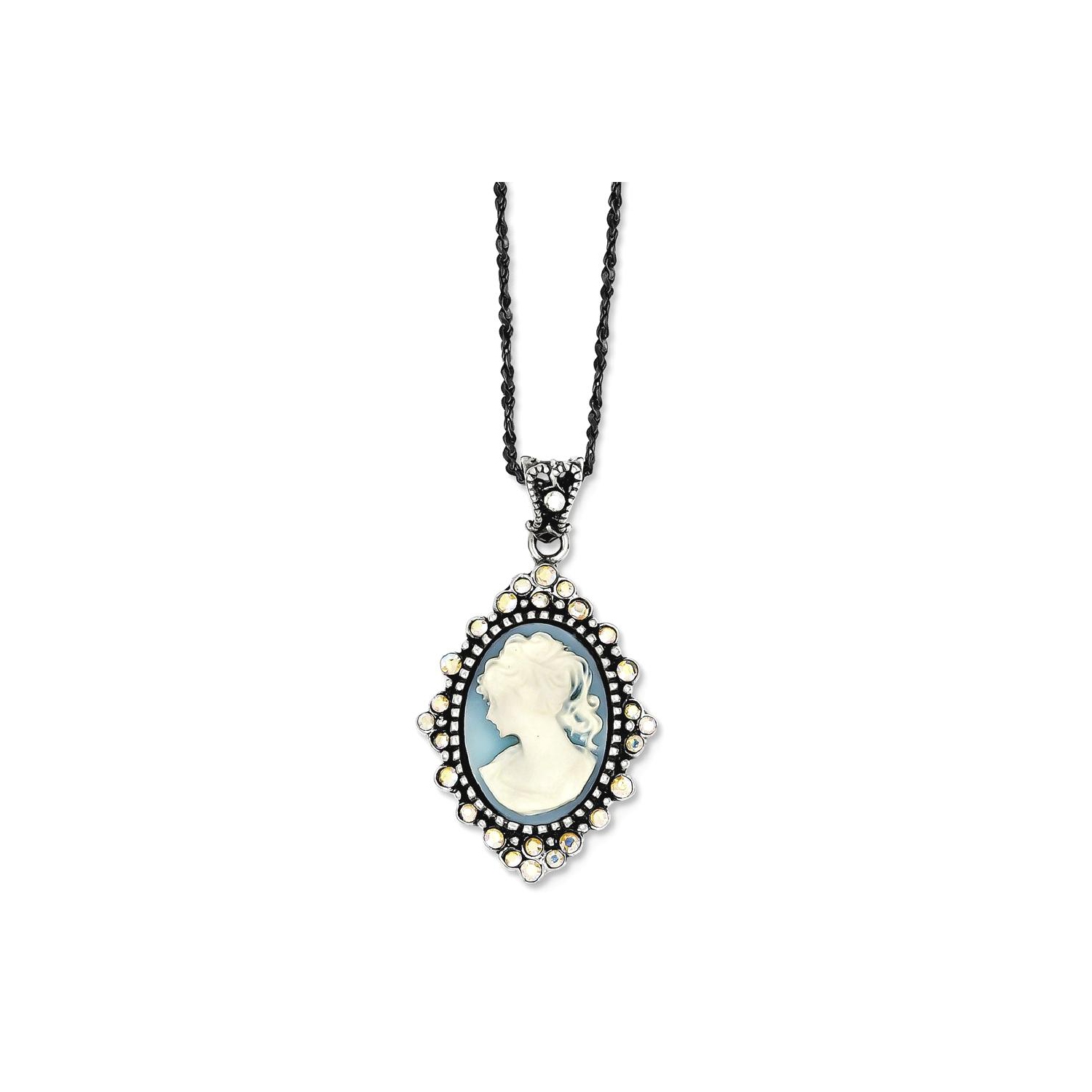 IceCarats 925 Sterling Silver Blue Crystal Cameo Pendant 16 Chain Necklace Inch