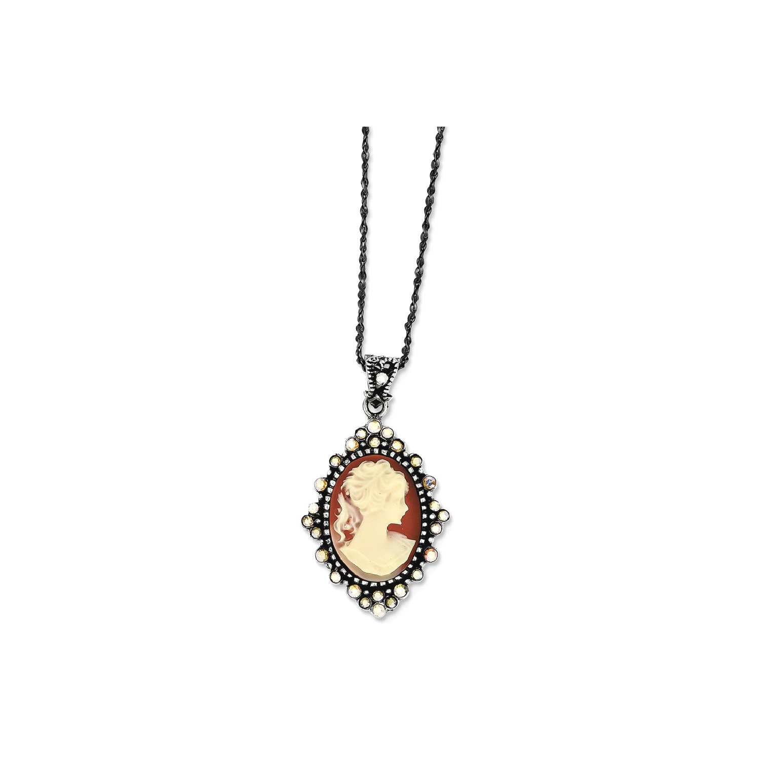 IceCarats 925 Sterling Silver Resin Cameo Crystal Pendant On 16 Inch Chain Necklace