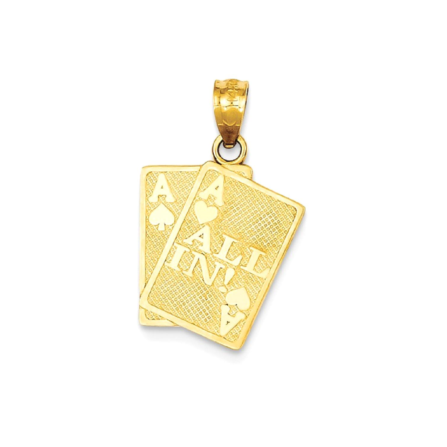 IceCarats 14k Yellow Gold Ace Of Hearts Spade All In! Cards Pendant Charm Necklace Good Luck Italian Horn