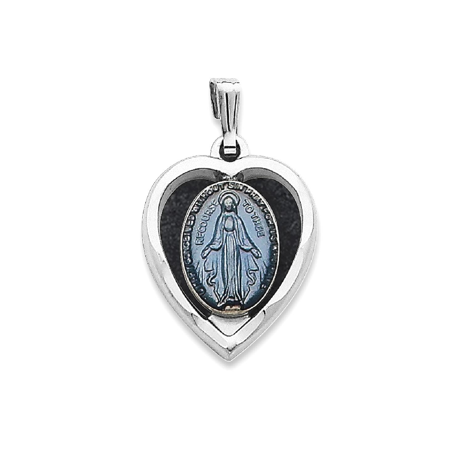 IceCarats 925 Sterling Silver Miraculous Heart Medal Pendant Charm Necklace Religious Miraculou