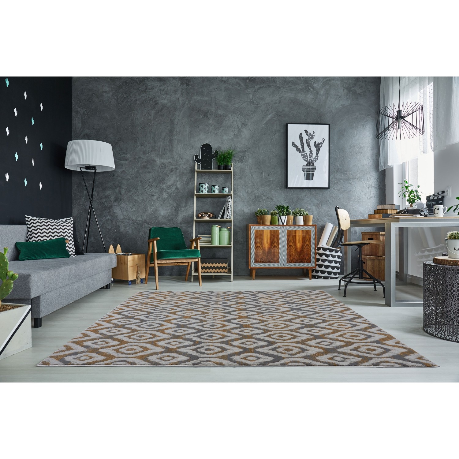 Tapis rectangulaire de 5 x 9 po Vega de LA Dole - Crème - Gris