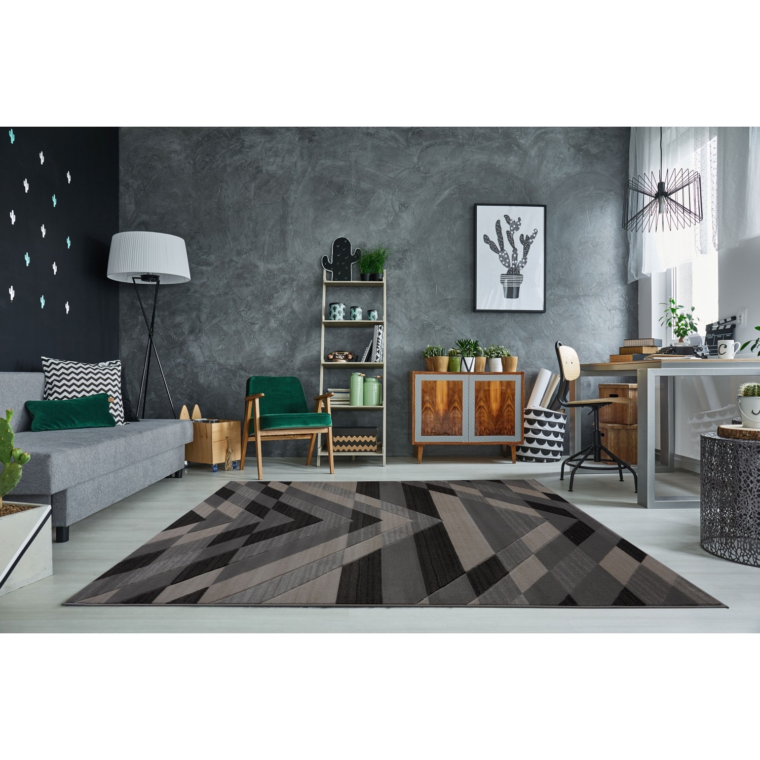 LA Dole Oakridge 6'5" x 9'5" Rectangle Area Rug - Grey/Black