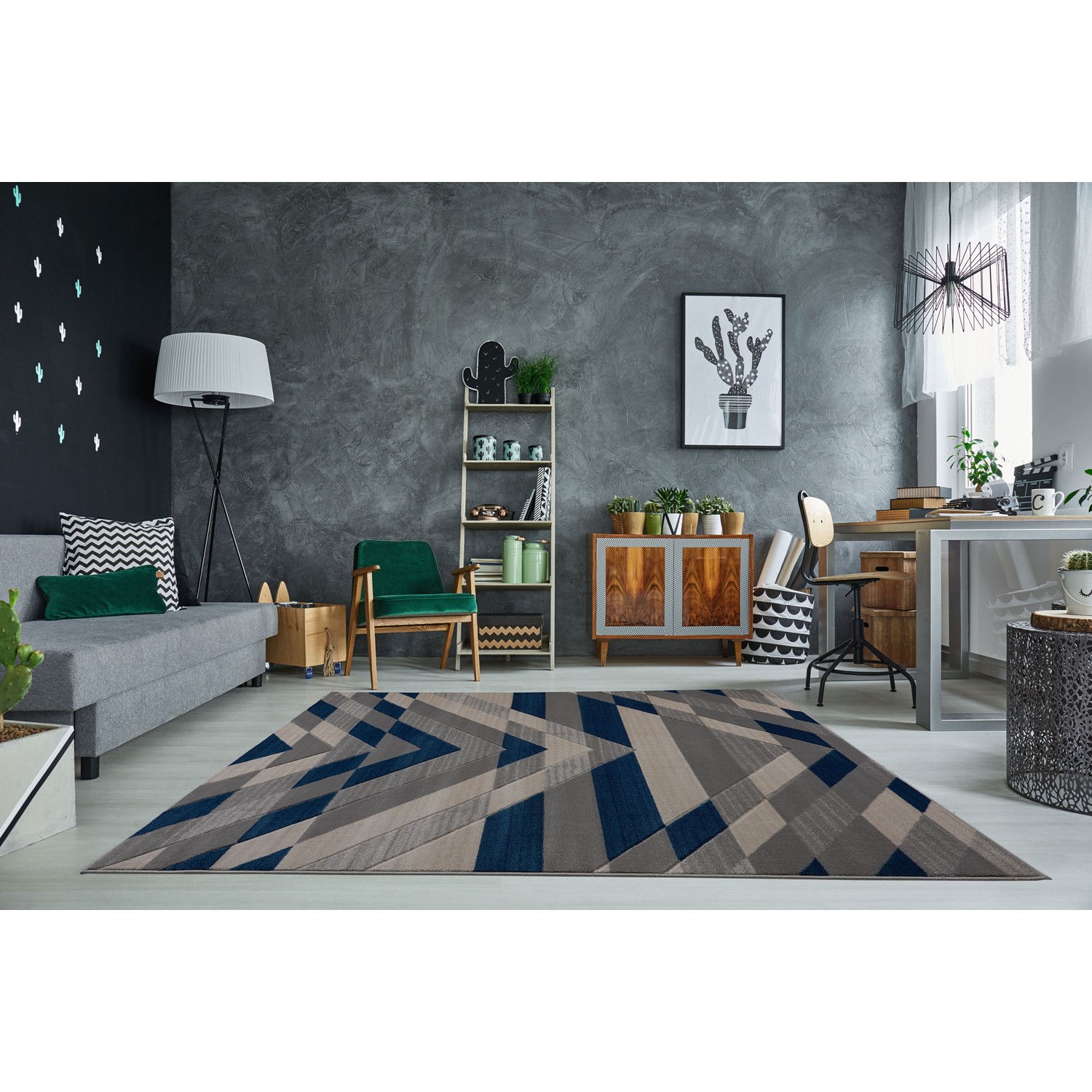 LA Dole Metrotown 2'7" x 9'10" Hallway Runner - Grey/Blue