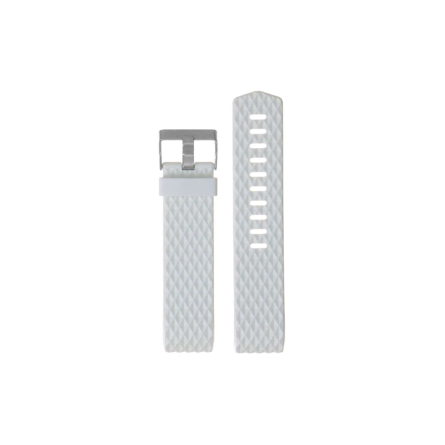 Large Fitbit Charge 2 Diamond Pattern Silicone Short - Medium Length Strap in White