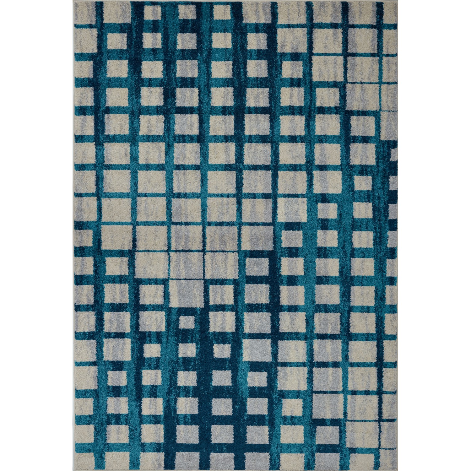 LA Dole Eaton Centre Rectangle Area Rug - Blue/Beige
