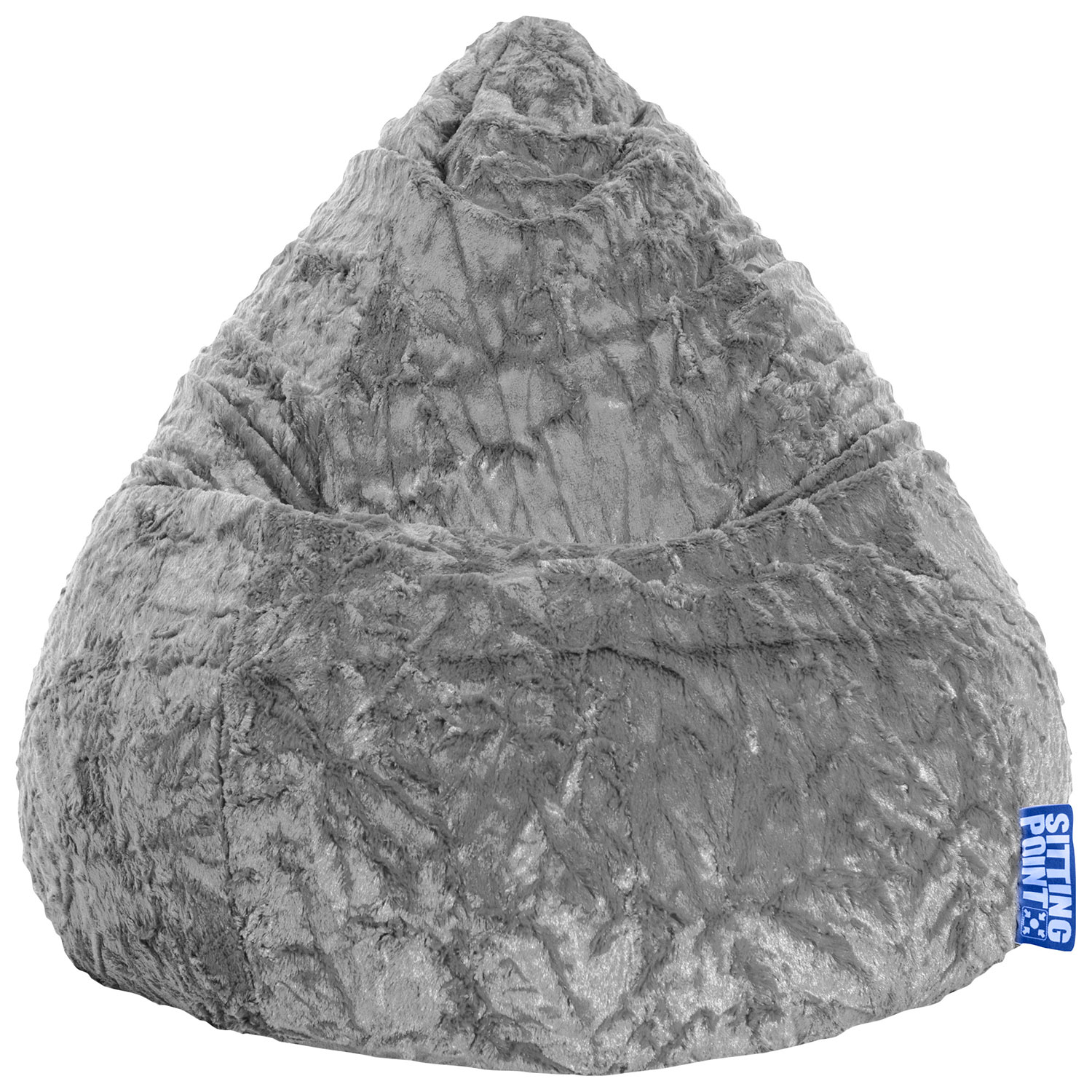 Fluffy Contemporary Polyester Bean Bag Chair - Grey