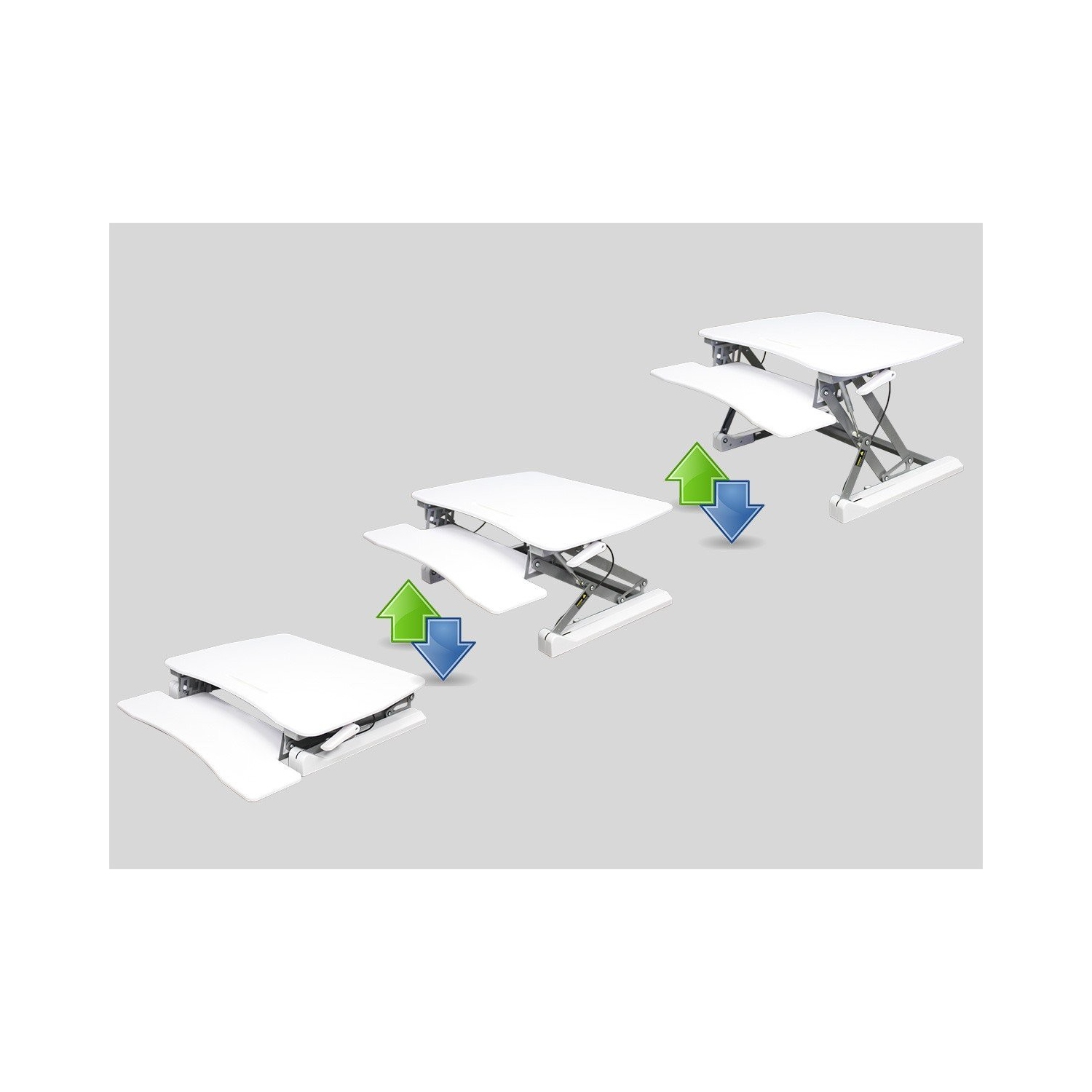 Boost Industries STS-DR35ii White 35" Sit to Stand Desk Riser with Bonus OrthoMAT32ii Anti-Fatigue Standing Mat