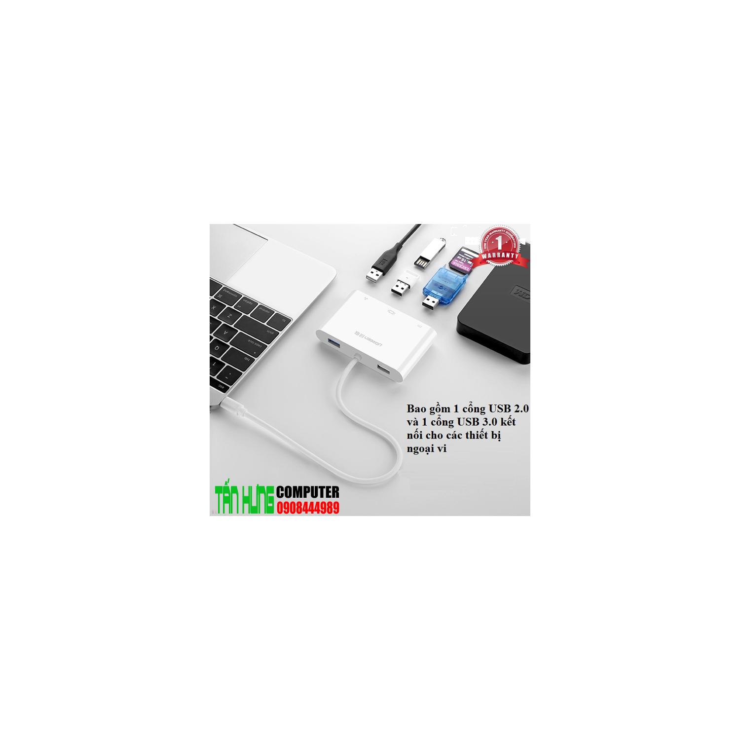 UGREEN USB C to VGA Ethernet Adapter with USB 3.0 USB 2.0 Hub, Type C for Power Delivery LAN Adapter for 12-inch Macbook