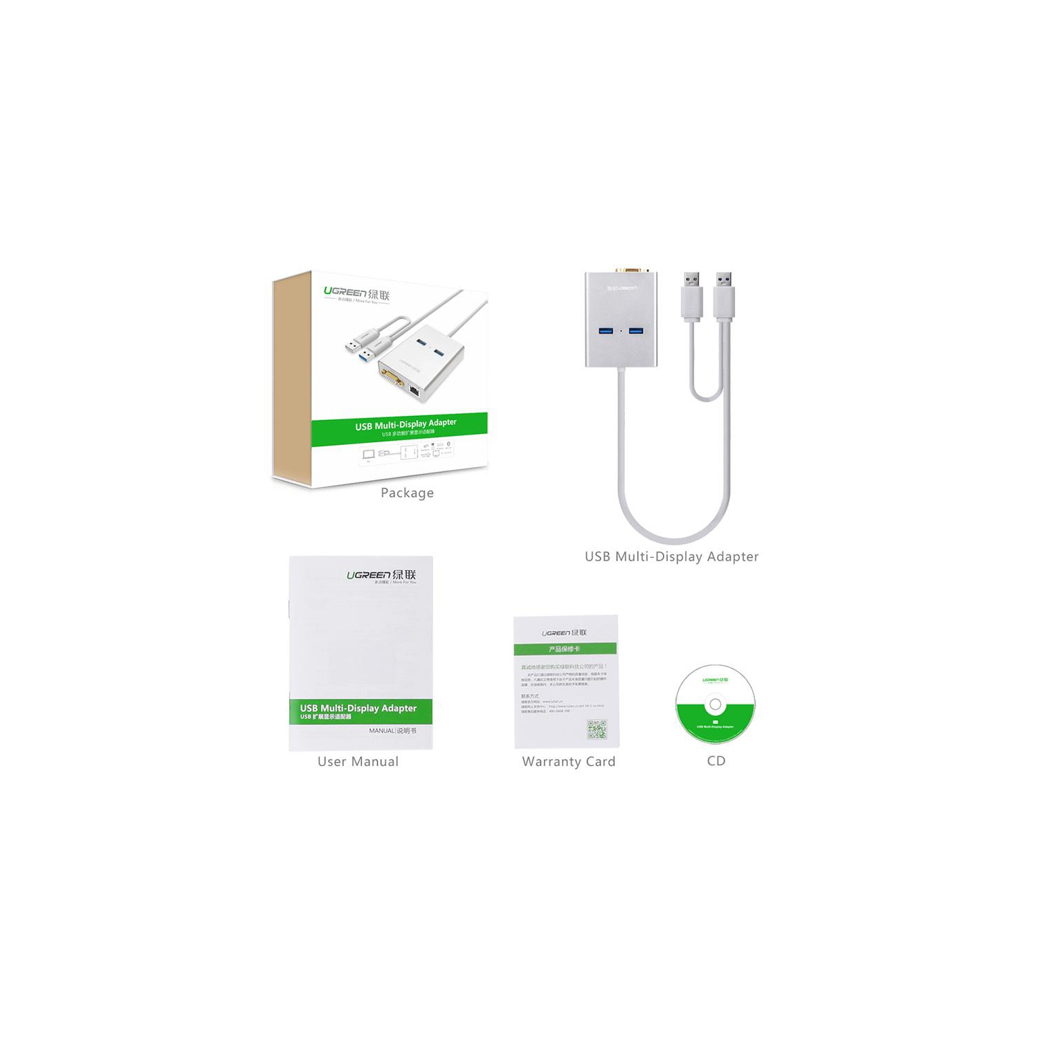 UGREEN vers VGA USB 3.0 2 ports USB 3.0 Ports LAN Gigabit