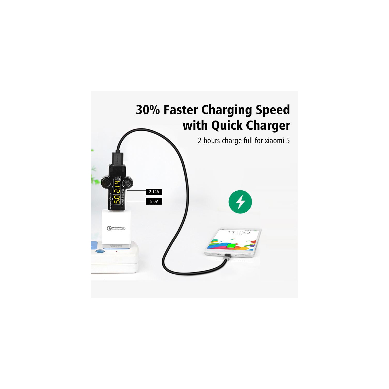 UGREEN USB 2.0 Type A Male to USB 3.1 Type-C Male Charge Sync Cable 2822AWG, Gold-plated