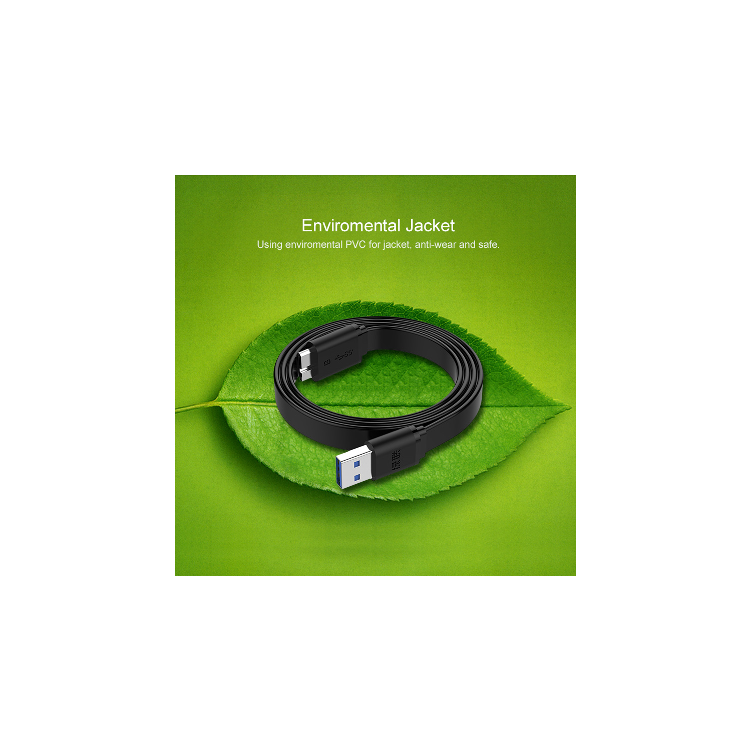 UGREEN Micro USB3.0 male to USB 3.0 flat cable for Samsung Note 3/S4/S5