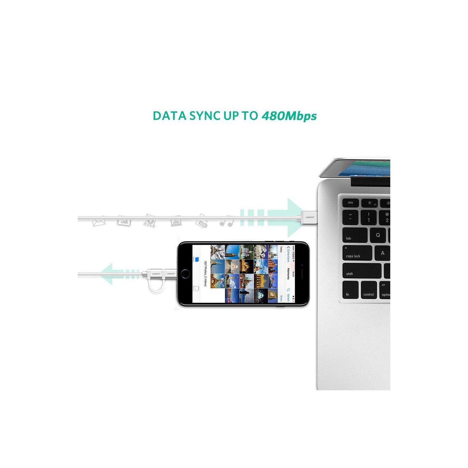 UGREEN Micro-USB to USB Cable with Lightning Adapter