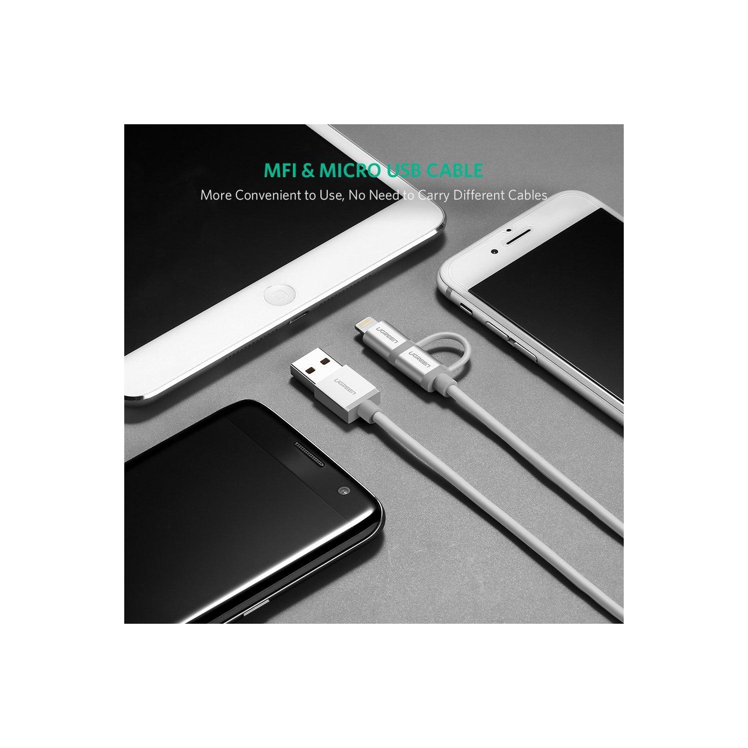 UGREEN Micro-USB to USB Cable with Lightning Adapter