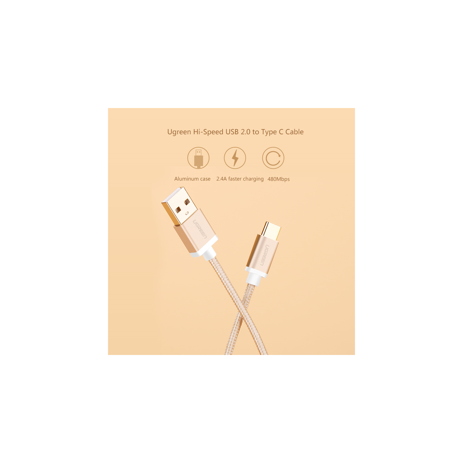 UGREEN USB 2.0 to USB-C cable with nylon webbing