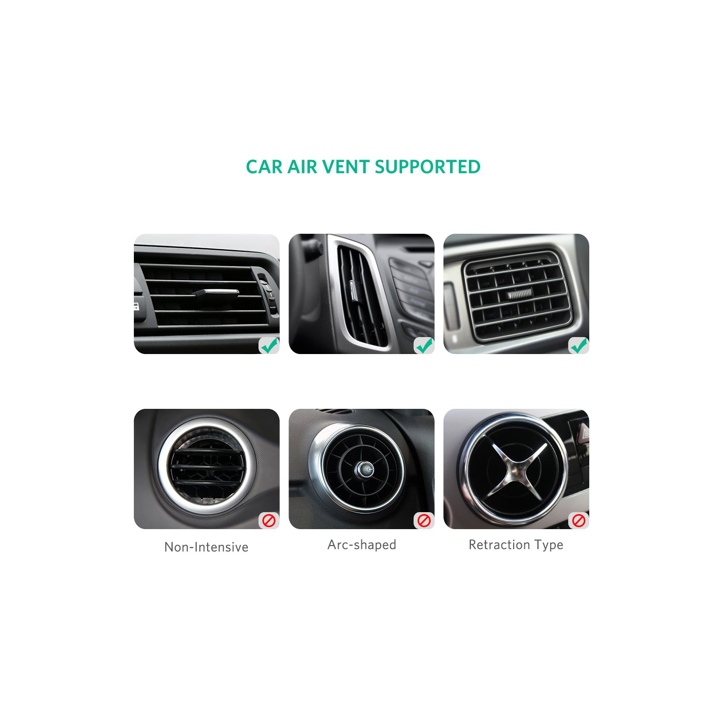 UGREEN Car Phone Mount Air Vent Cell Phone Stand Cradle 360 Degree Rotation Compatible for iPhone 11 Pro XS Max XR X 8 7 6S...