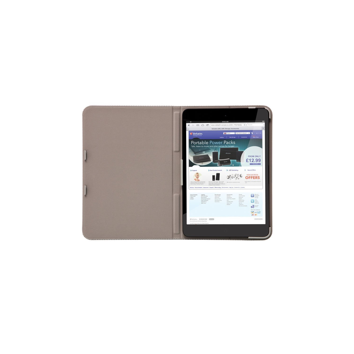 Verbatim – Étui folio Hex pour iPad Mini, gris galet 98101