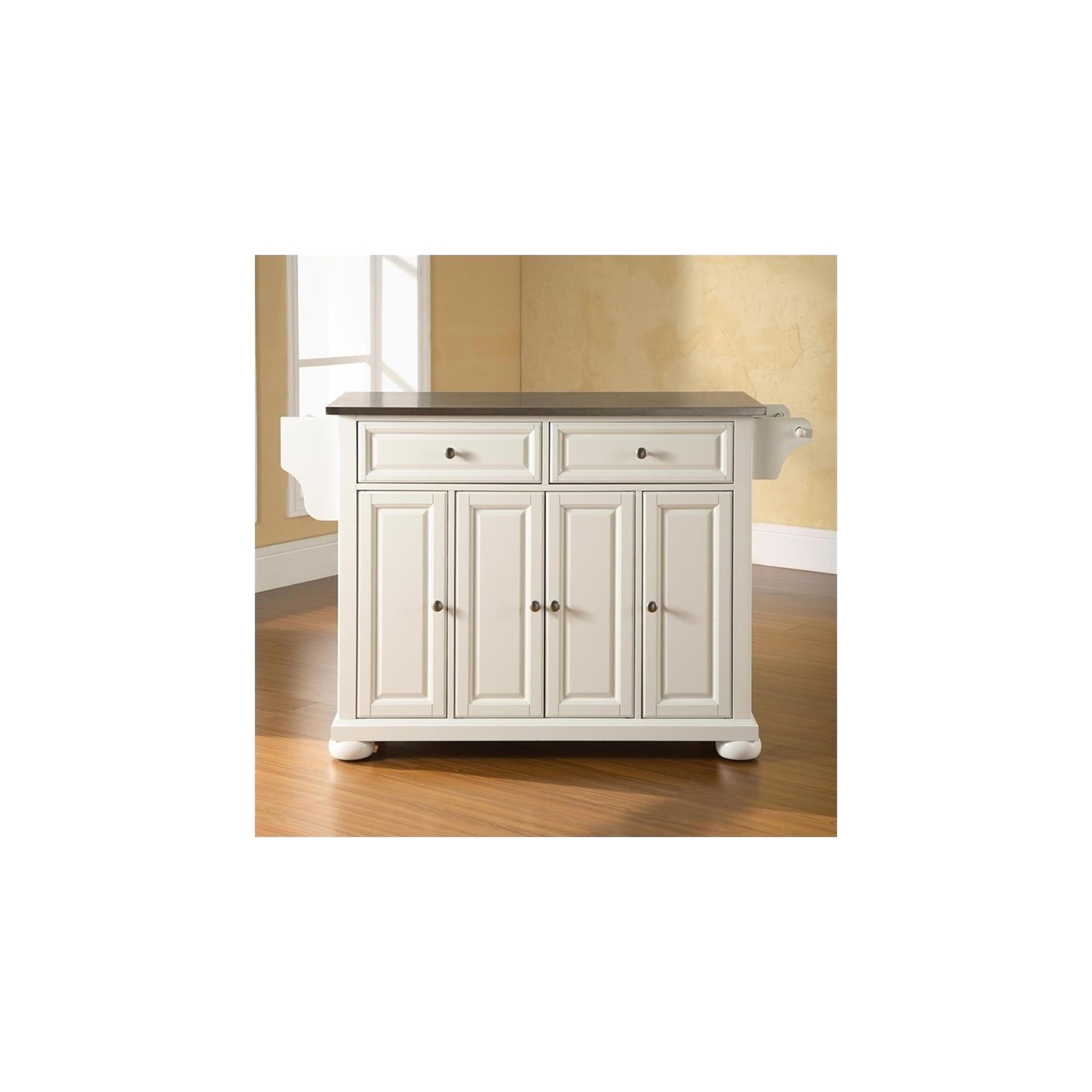 Crosley Alexandria Stainless Steel Top Kitchen Island in White