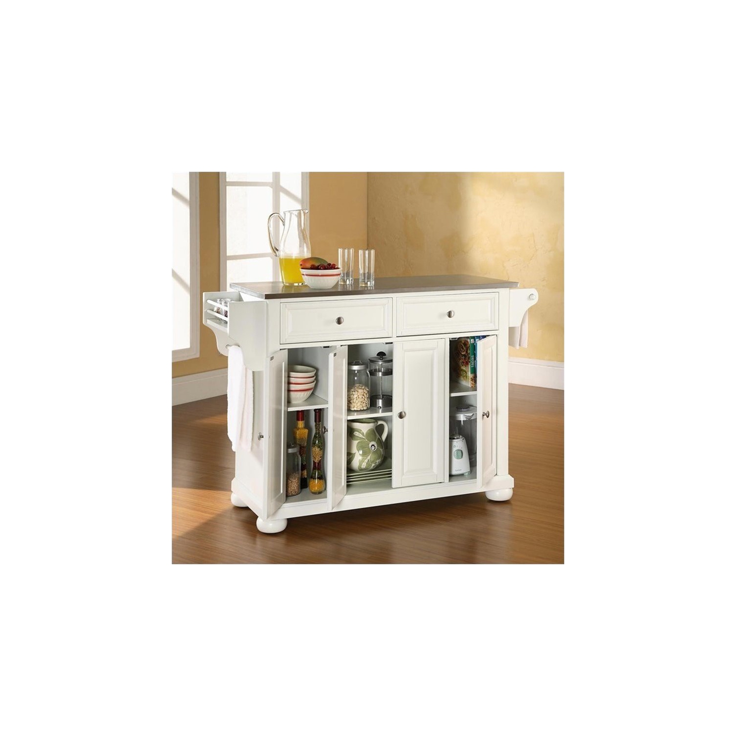 Crosley Alexandria Stainless Steel Top Kitchen Island in White