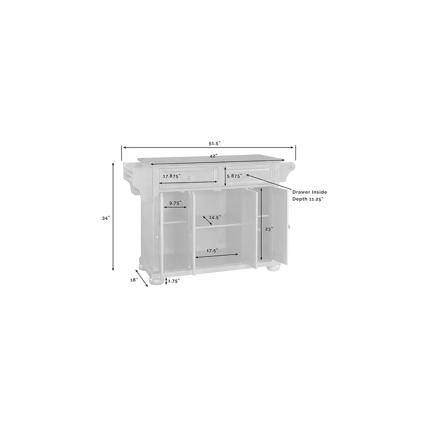 Crosley Alexandria Stainless Steel Top Kitchen Island in White