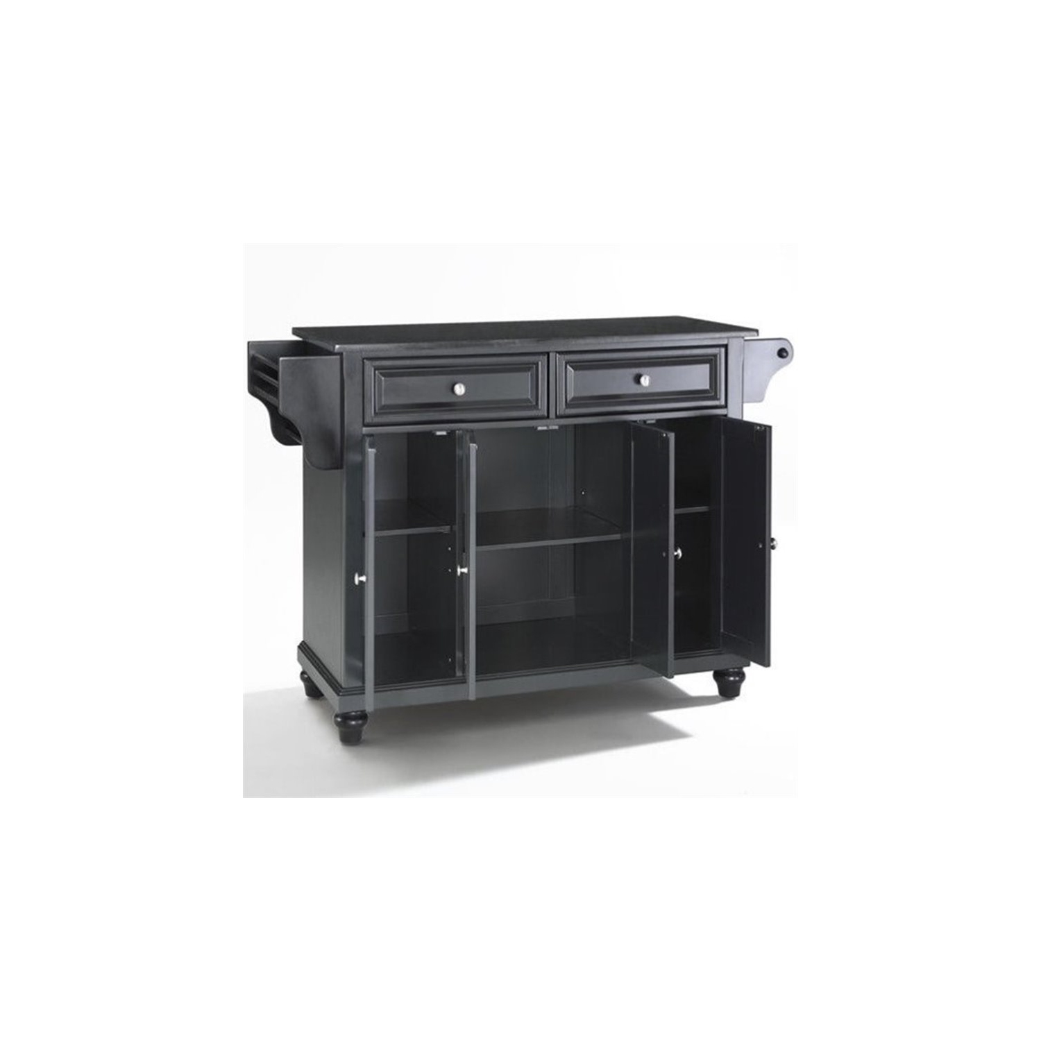 Crosley Cambridge Black Granite Top Kitchen Island in Black