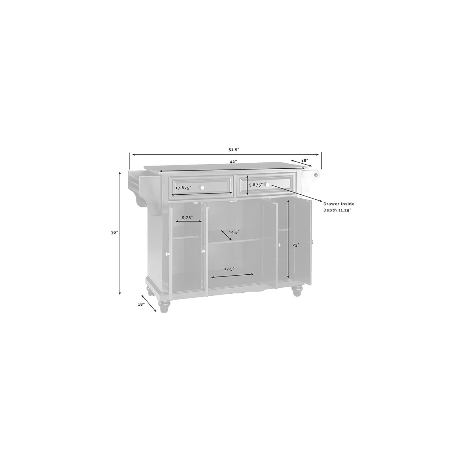 Crosley Cambridge Black Granite Top Kitchen Island in Black