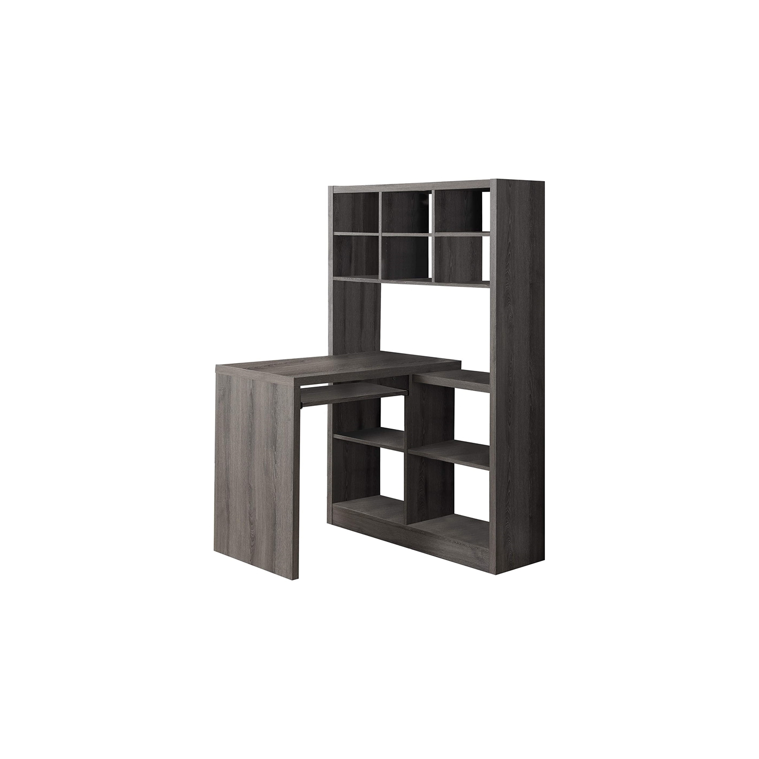 Computer Desk Bookcase Corner L Shape Work Laptop Laminate Brown