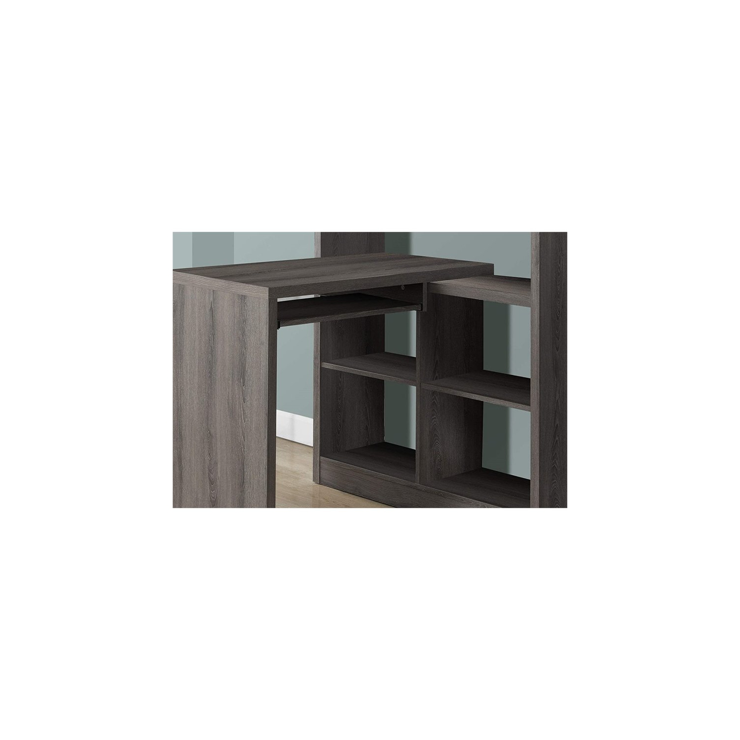 Computer Desk Bookcase Corner L Shape Work Laptop Laminate Brown