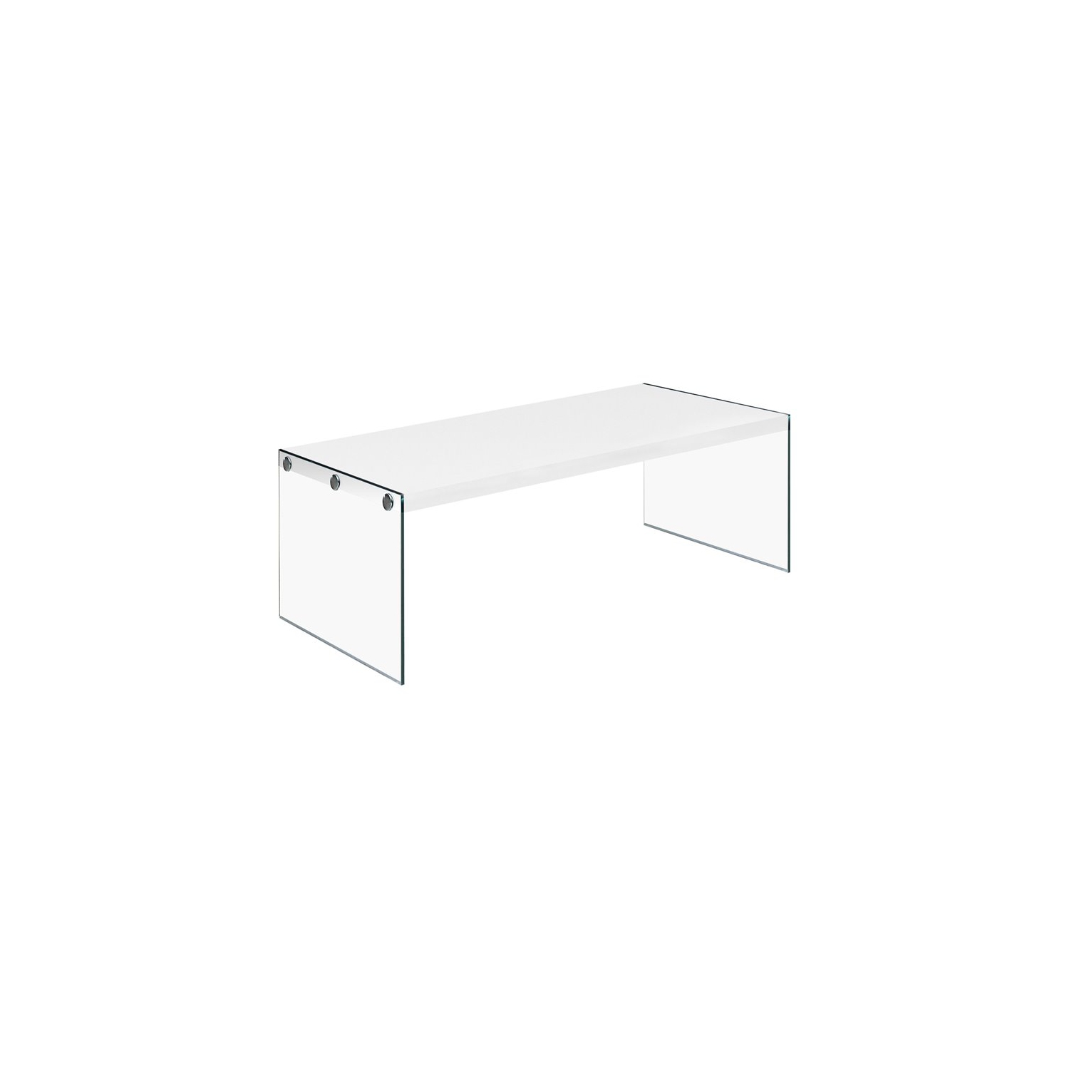Coffee Table Accent Cocktail Living Room 44"L Tempered Glass Glossy White