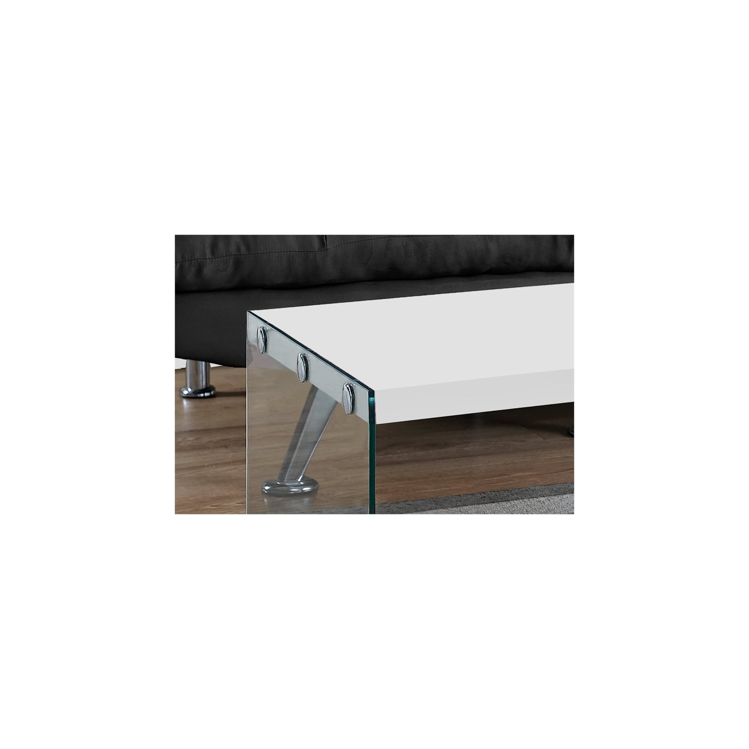 Coffee Table Accent Cocktail Living Room 44"L Tempered Glass Glossy White
