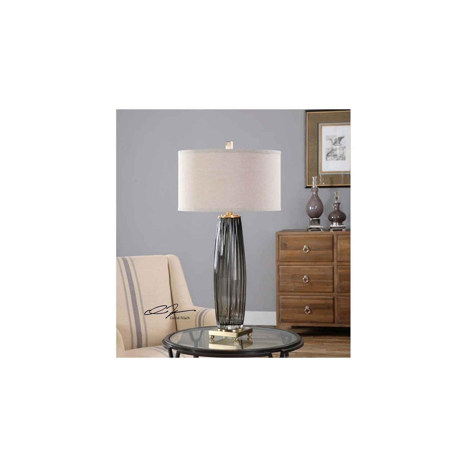 Uttermost Vilminore Gray Glass Table Lamp