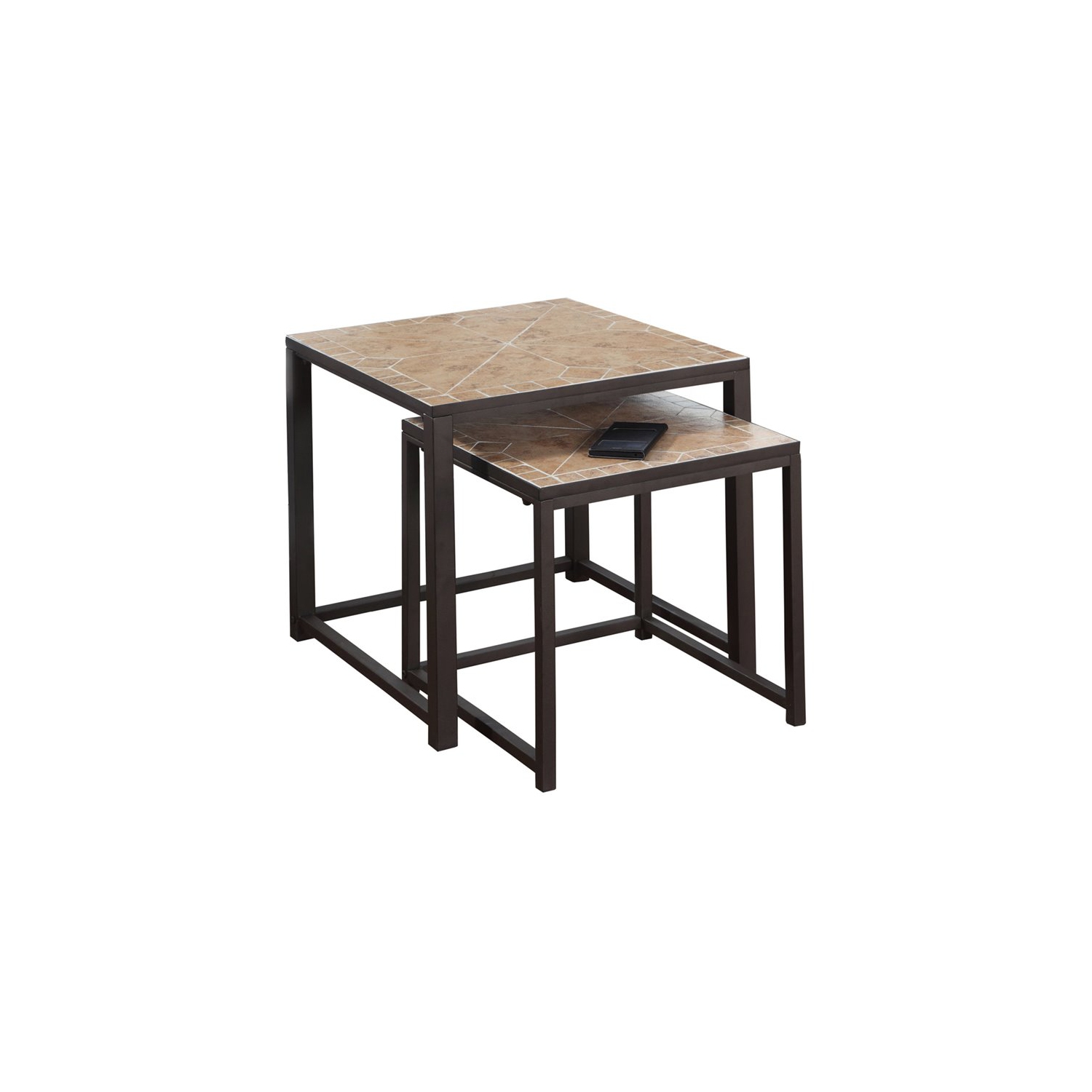 Nesting Table Set Of 2 Side End Metal Accent Bedroom Metal Brown