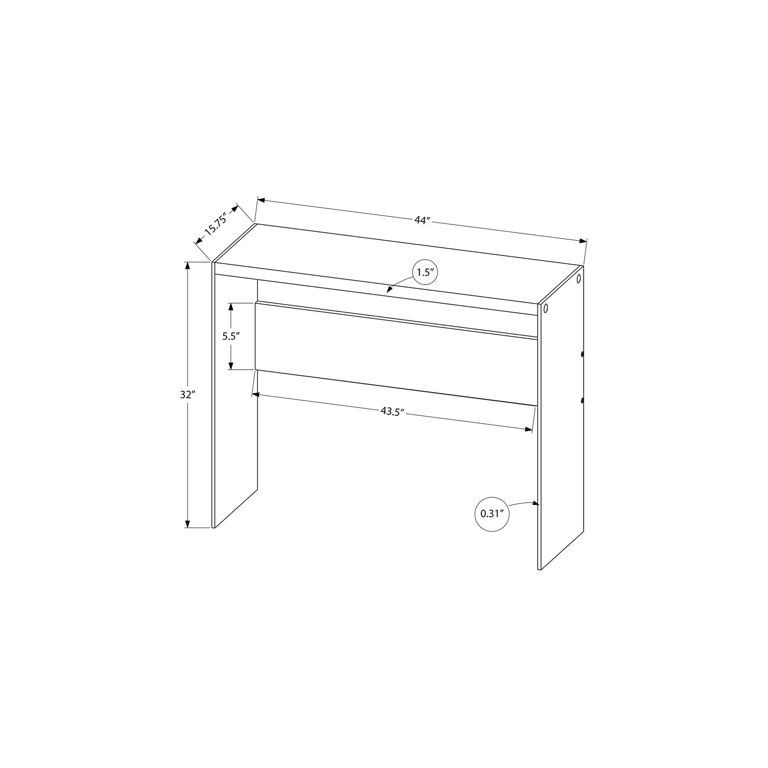 Console d’appoint console étroite sofa en verre trempé blanc lustré