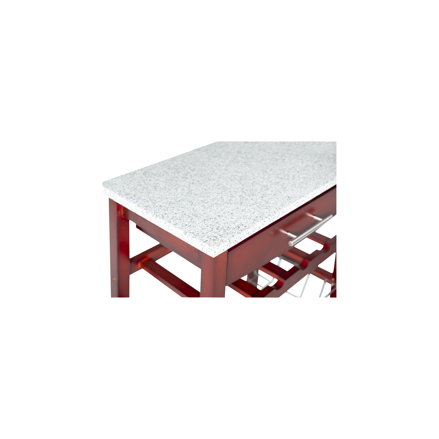 Linon – Chariot de cuisine en bois et en granite Natalie, brun wengé