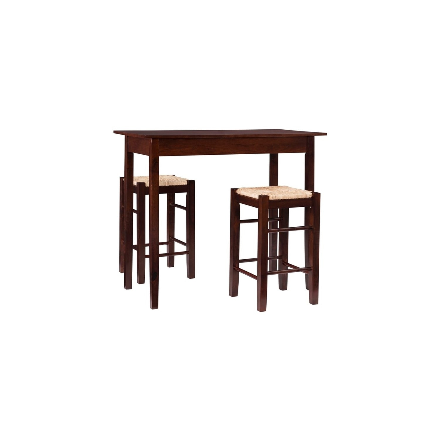 Linon Three Piece Wood Tavern Dining Set in Brown