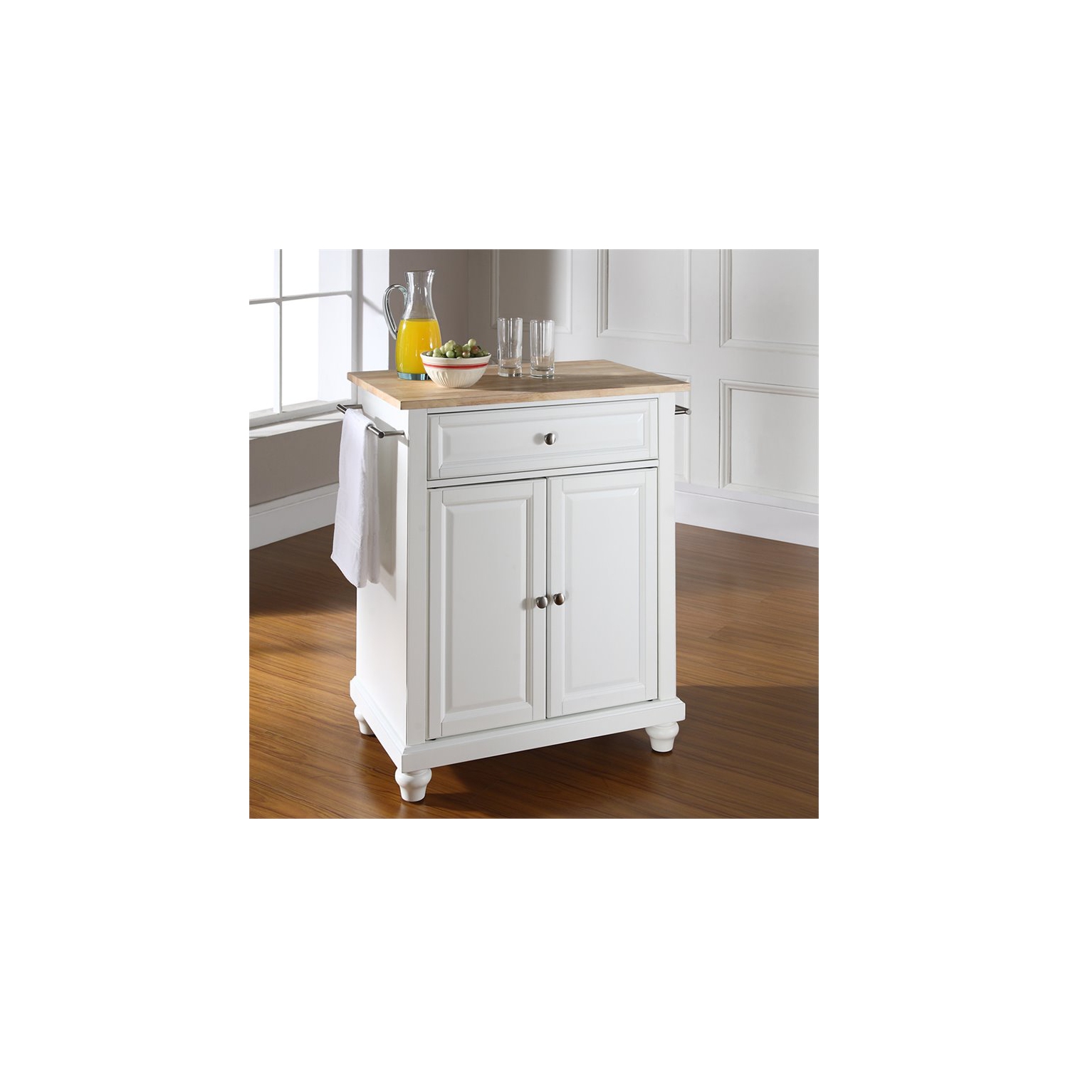 Crosley – îlot de cuisine portatif en bois naturel Cambridge, blanc