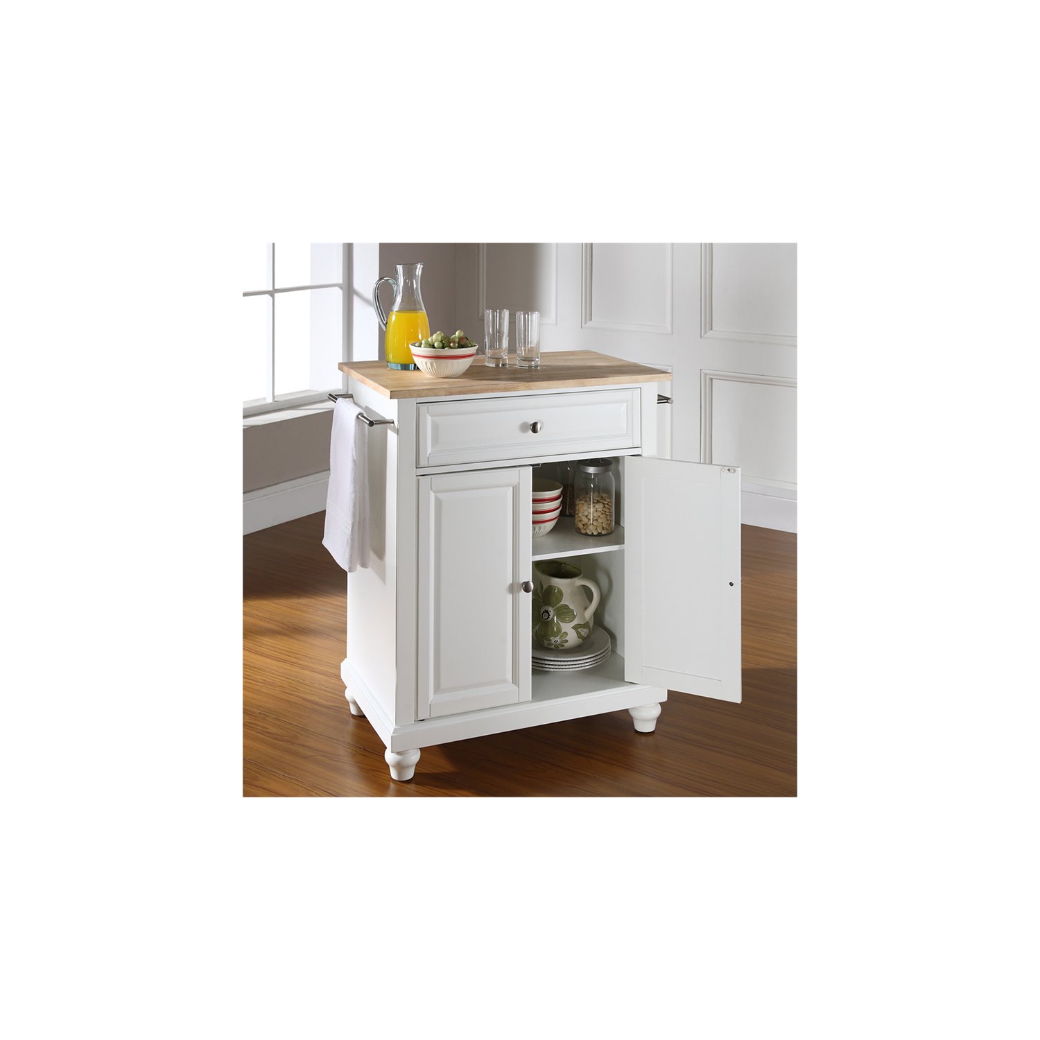 Crosley – îlot de cuisine portatif en bois naturel Cambridge, blanc