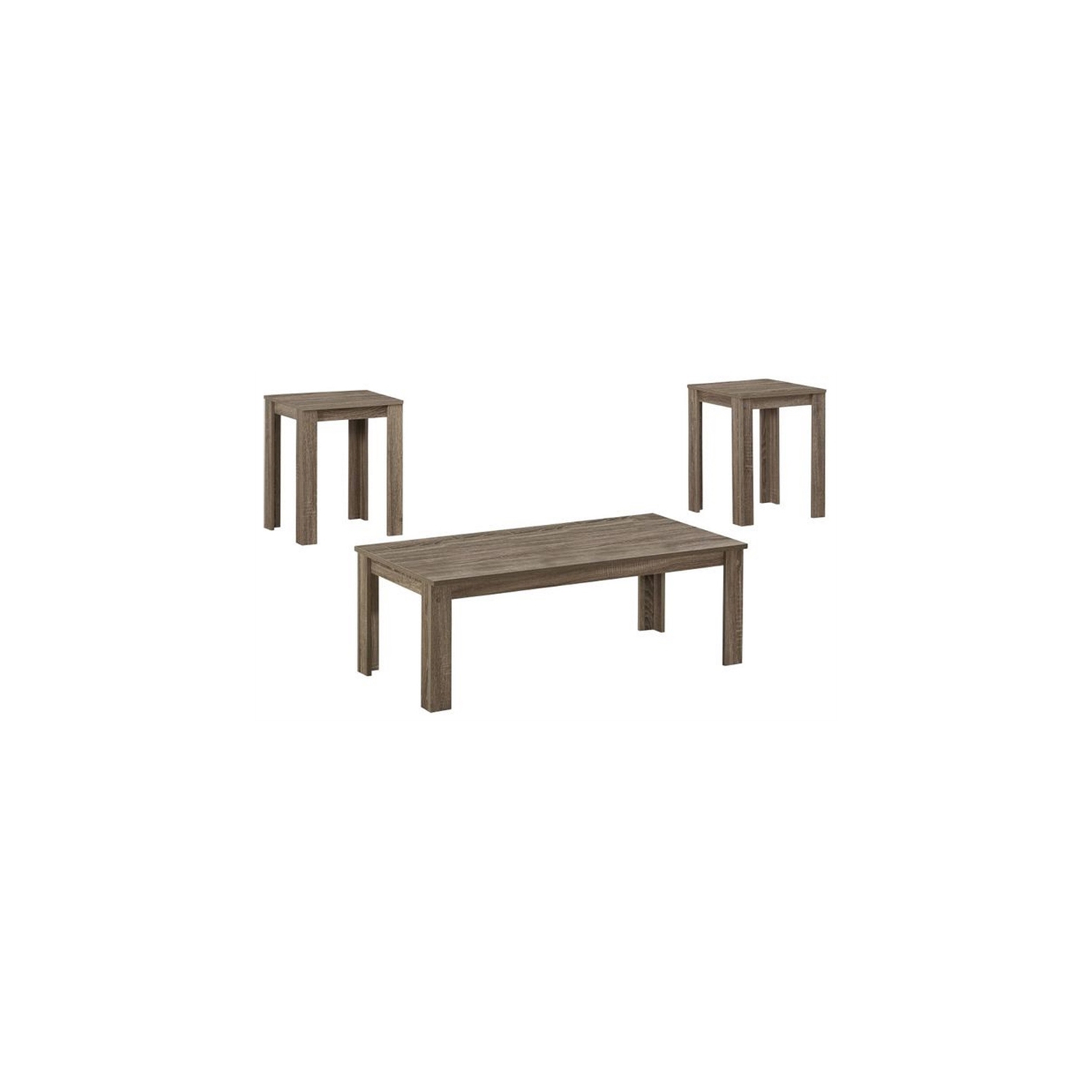 Table Set 3pcs Set Coffee End Side Accent Living Room Laminate Brown