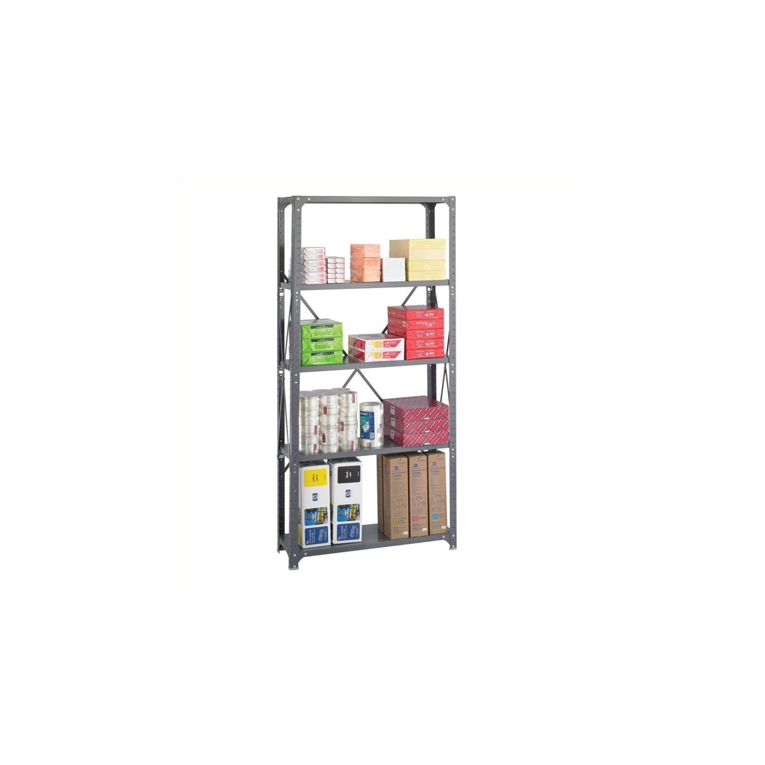 Safco 36 x 12 Commercial 5 Shelf Kit in Dark Grey Finish