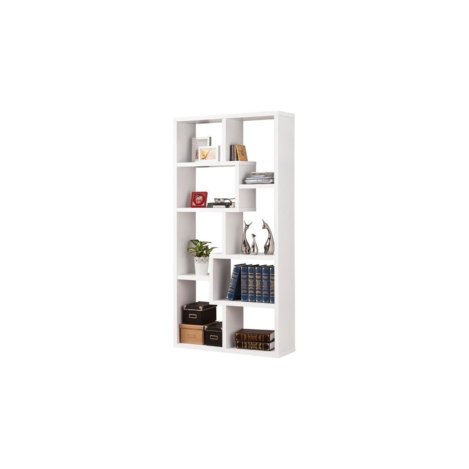 Coaster Contemporary Asymmetrical Bookcase in White