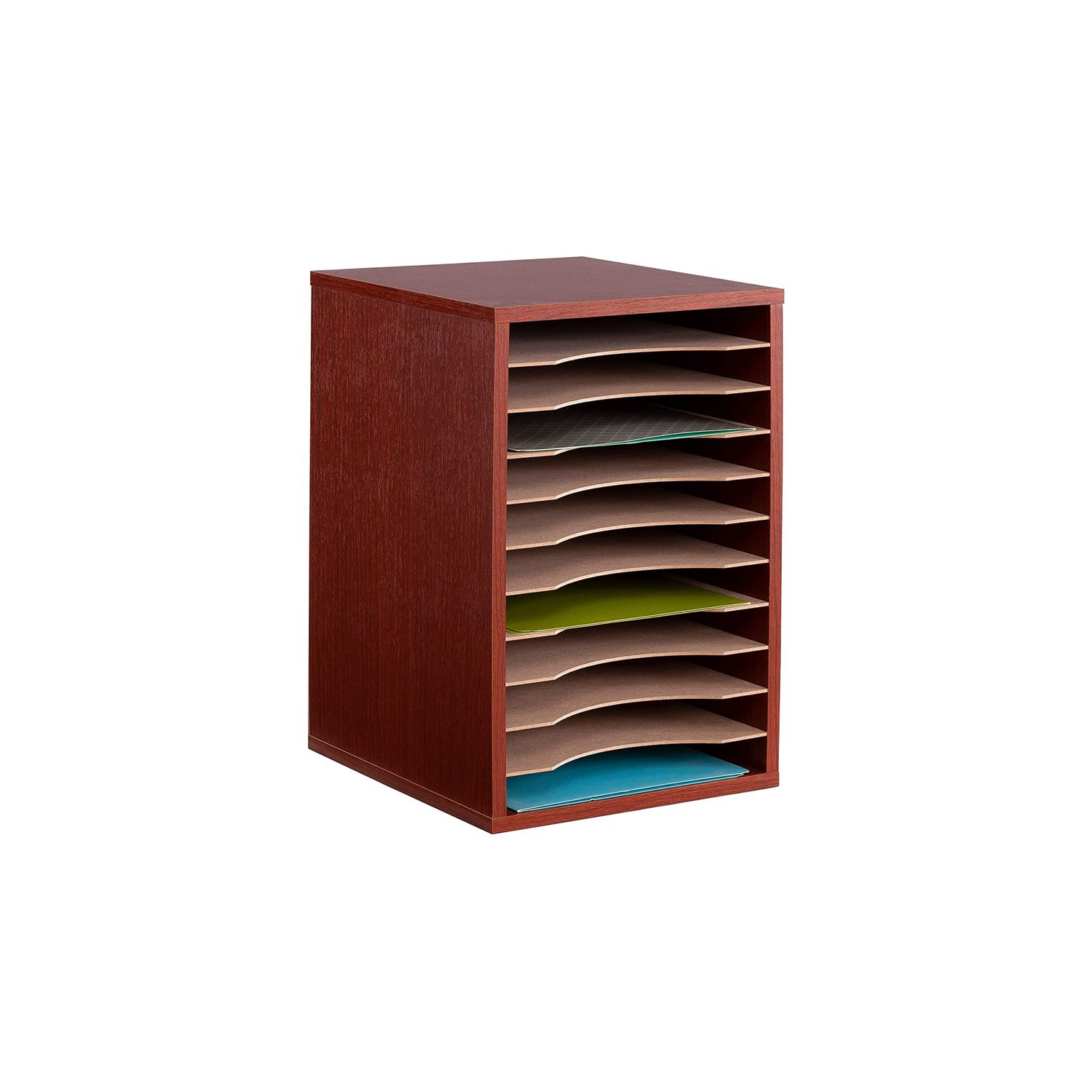Safco 11 Compartment Vertical Desk Organizer in Cherry