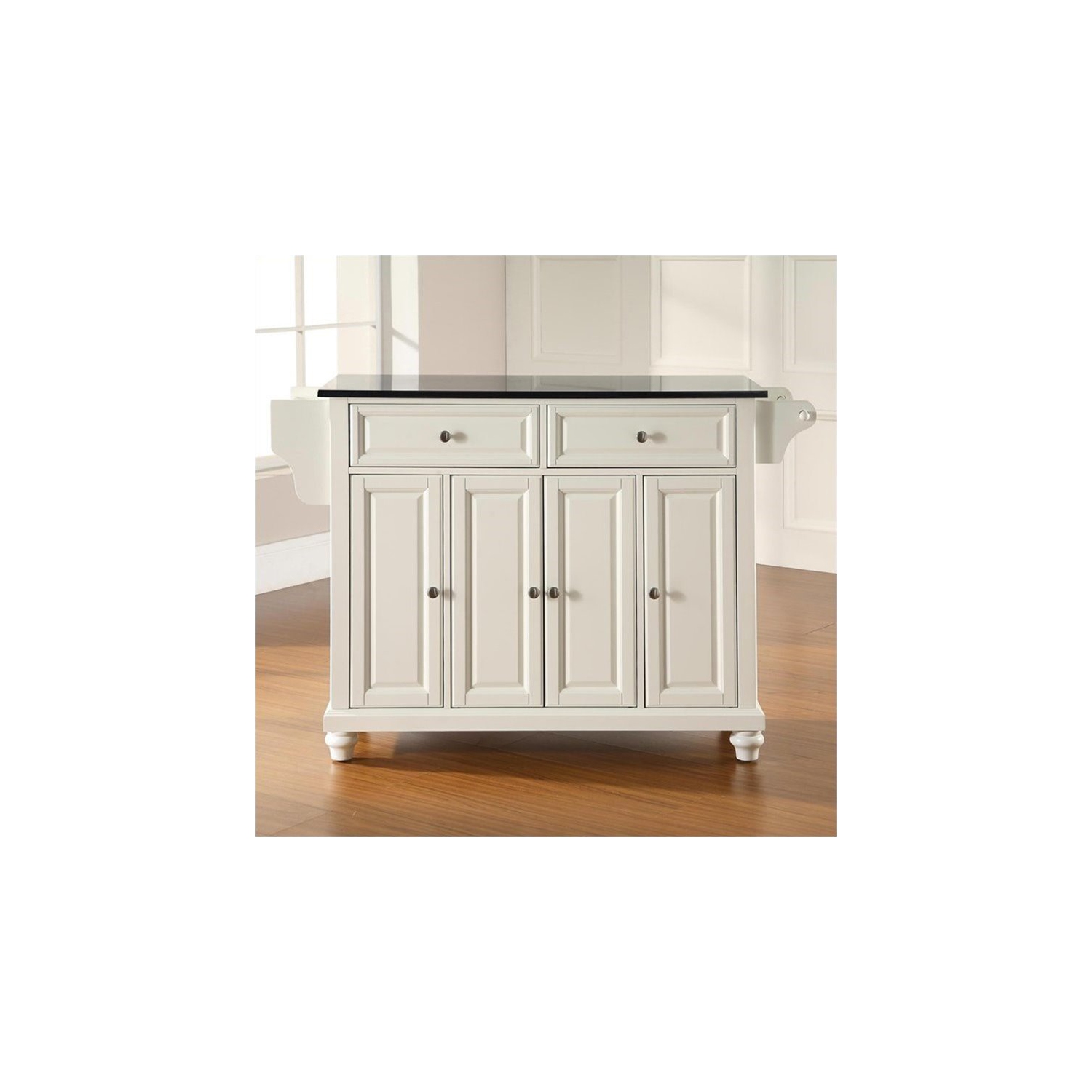 Crosley – îlot de cuisine en granite noir Cambridge, blanc