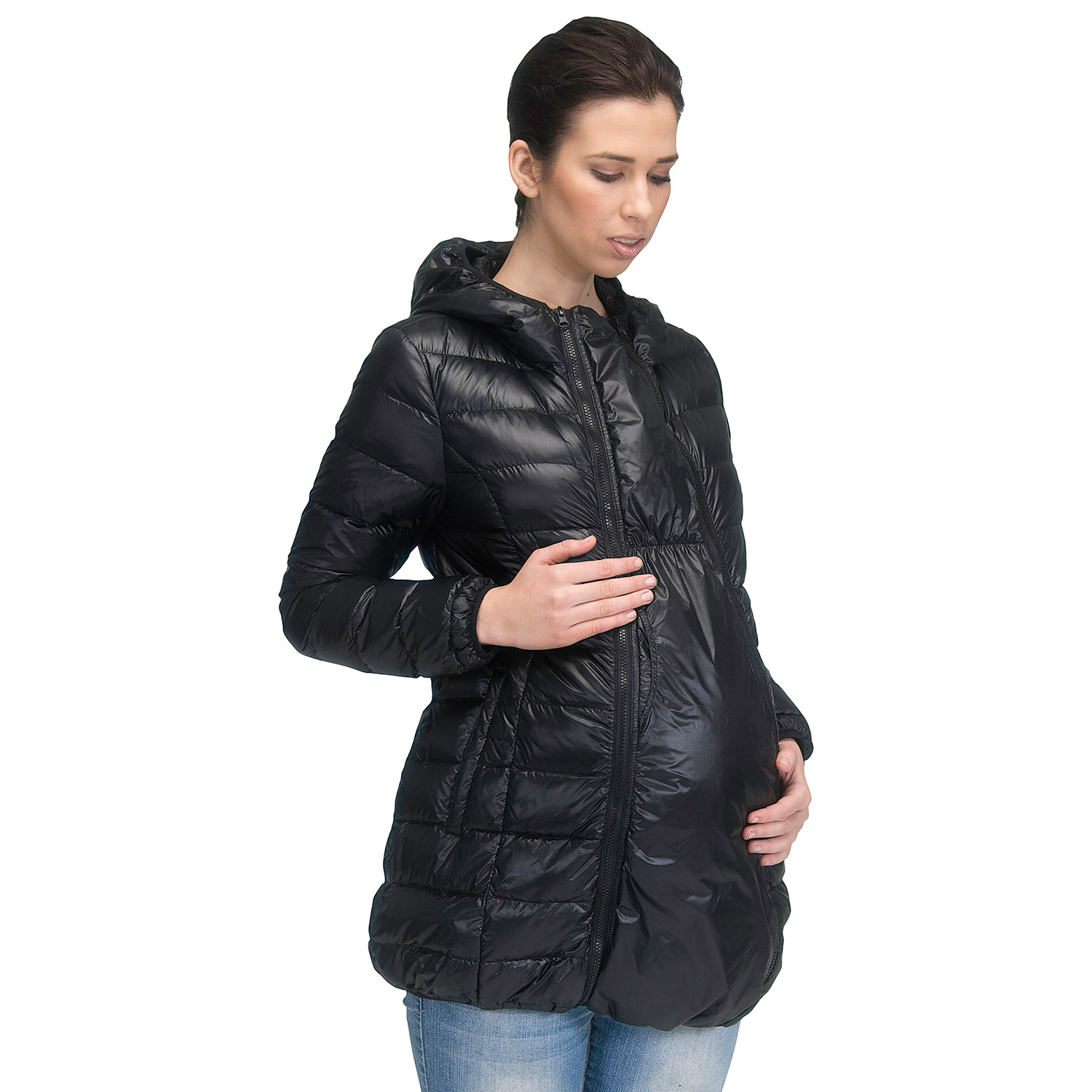 Modern Eternity Ashley Lightweight Down Maternity Jacket - X-Large - Black