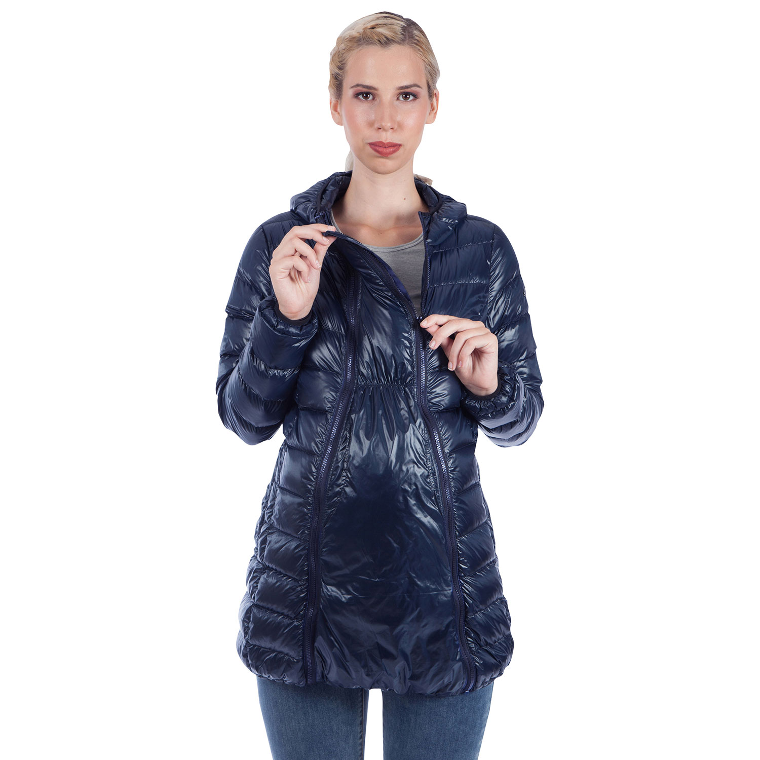 Modern Eternity Ashley Lightweight Down Maternity Jacket - Medium - Navy